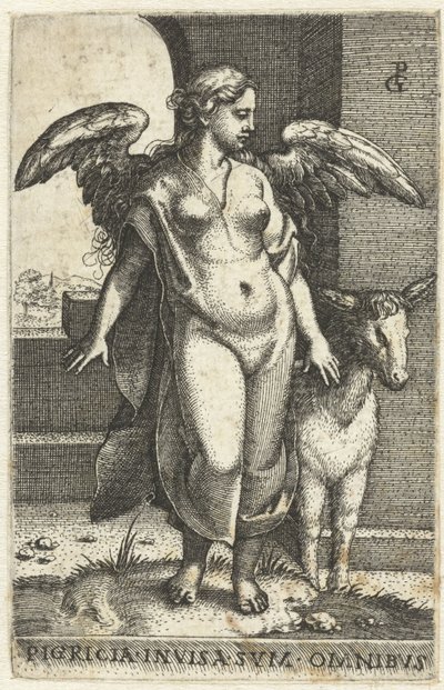 Pereza (Pigritia acedia)
Pigricia invisa svm omnibvs (título en el objeto)
Los siete pecados capitales (título de la serie) de Georg Pencz