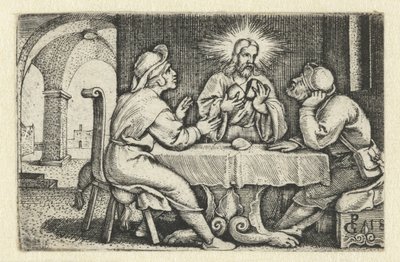 Comida en Emaús Vida de Cristo (título de la serie) de Georg Pencz