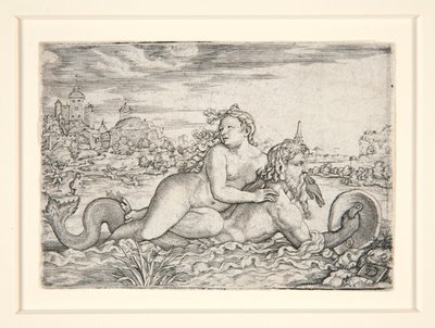 Doncella secuestrada por monstruo marino de Georg Pencz