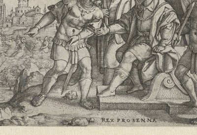 Porsenna se entera de que Cloelia se ha escapado Rex Prosenna Cloelia (título sobre objeto) Historias de la historia romana temprana (título de la serie) de Georg Pencz
