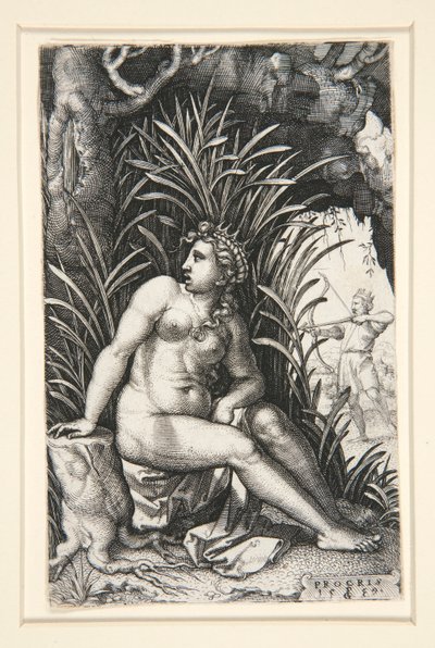 Procris y Cephalus, de la serie Las heroínas griegas de Georg Pencz