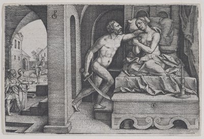Tarquino viola a Lucrecia, de Escenas de la Historia Romana de Georg Pencz