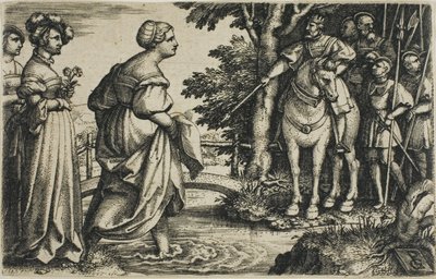 La Reina de Saba evitando el puente de madera de Georg Pencz