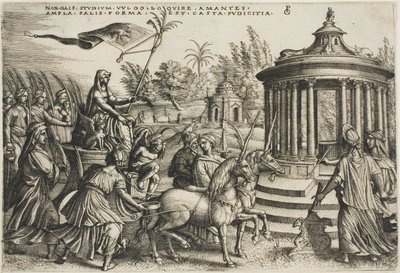 El triunfo de la castidad, placa dos de Los triunfos de Petrarca de Georg Pencz