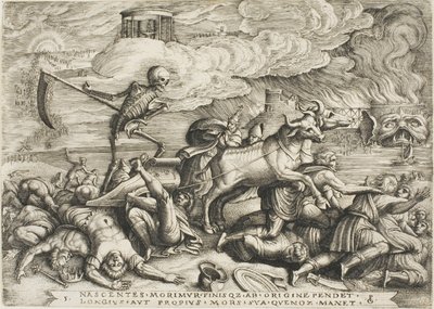 El triunfo de la muerte, placa cinco de Los triunfos de Petrarca de Georg Pencz