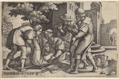 Tobías enterrando a uno de los hijos de Israel de Georg Pencz