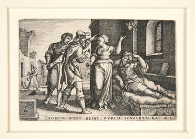 Tobit cegado, pl. 3 de la serie La historia de Tobías de Georg Pencz