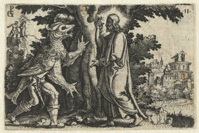 Tentación de Cristo por el Diablo Vida de Cristo (título de la serie) de Georg Pencz