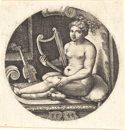 Mujer con un Arpa de Georg Pencz