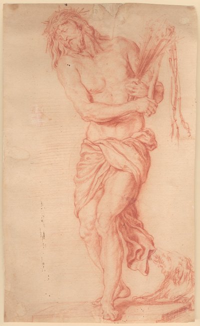 Ecce Homo. Cristo sufriente de pie con látigo y corona de espinas en la cabeza de Georg Petel