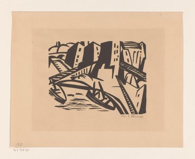 Barcos en un muelle de la ciudad de Georg Schrimpf (signed by artist)