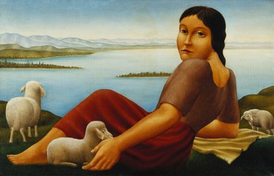 Niña con ovejas, 1923 de Georg Schrimpf