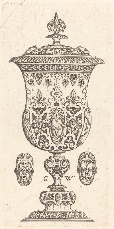 Copa con dos Máscaras en la Tapa de Georg Wechter I