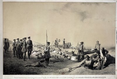 Los grandes duques Nikolai Nikolaievich y Michael Nicolaevich visitando un reducto después del ataque del 12 de febrero de 1855 (litografía) de Georg Wilhelm Timm
