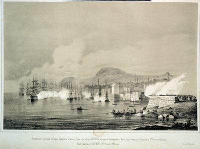 La batalla de Sinop el 30 de noviembre de 1853 (litografía) de Georg Wilhelm Timm