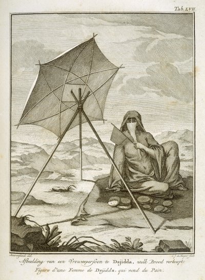 Mujer de Dsjidda haciendo pan plano en el desierto de Georg Wilhelm Baurenfeind