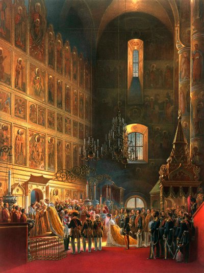 La unción del Zar Alejandro II de Rusia, Moscú, 1856 de Georg Wilhelm Timm