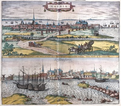 Hafnia, ilustración de Civitates Orbis Terrarum de Georg Braun und Franz Hogenberg