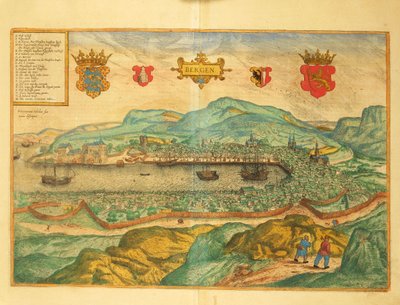 Bergen de Civitates Orbis Terrarum por Georg Braun de Georg Braun and Hogenberg Franz