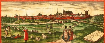 Bourges, - Ciudad romana de Georg and Hogenberg Franz (1535 90) Braun