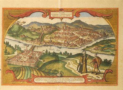 Budapest de Civitates Orbis Terrarum de Georg Braun and Hogenberg Franz