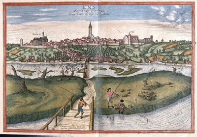 Enns, Austria (grabado) de Georg Braun and Hogenberg Franz