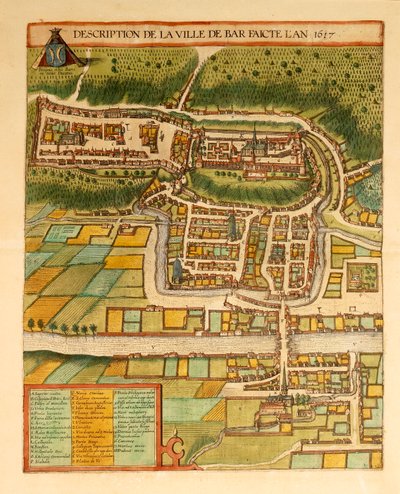 Mapa de Bar-Le-Duc del Civitates Orbis Terrarum de Georg Braun de Georg Braun and Hogenberg Franz