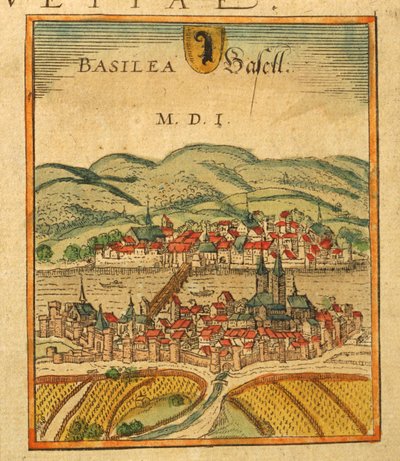 Mapa de Basilea de Civitates Orbis Terrarum de Georg Braun and Hogenberg Franz