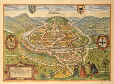 Mapa de Besanzón de Civitates Orbis Terrarum por Georg Braun de Georg Braun and Hogenberg Franz