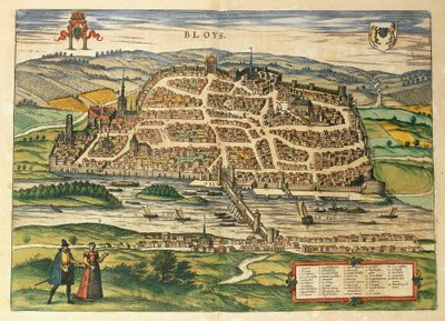 Mapa de Blois de Civitates Orbis Terrarum de Georg Braun and Hogenberg Franz
