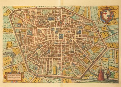 Mapa de Bolonia de Civitates Orbis Terrarum de Georg Braun and Hogenberg Franz