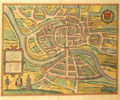 Mapa de Bristol del Civitates Orbis Terrarum de Georg Braun de Georg Braun and Hogenberg Franz
