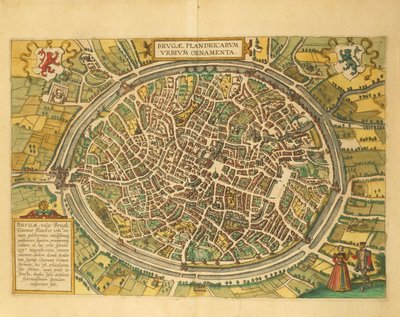 Mapa de Brujas del Civitates Orbis Terrarum de Georg Braun de Georg Braun and Hogenberg Franz