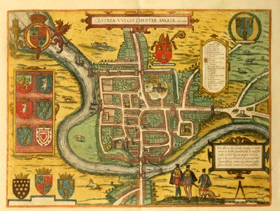 Mapa de Chester de Civitates Orbis Terrarum por Georg Braun de Georg Braun and Hogenberg Franz