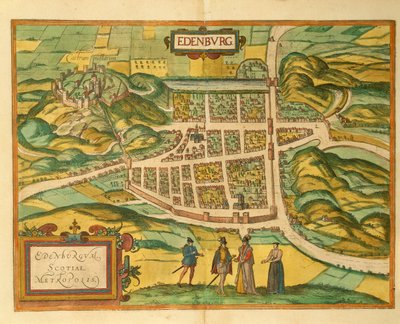 Mapa de Edimburgo de Civitates Orbis Terrarum por Georg Braun de Georg Braun and Hogenberg Franz