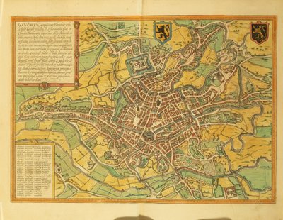 Mapa de Gante de Civitates Orbis Terrarum de Georg Braun and Hogenberg Franz
