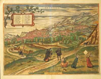 Mapa de Granada de Civitates Orbis Terrarum por Georg Braun de Georg Braun and Hogenberg Franz