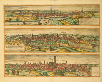 Mapa de Hertogenbosch, Lovaina y Malinas de Civitates Orbis Terrarum por Georg Braun de Georg Braun and Hogenberg Franz