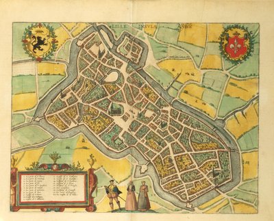 Mapa de Lille de Civitates Orbis Terrarum por Georg Braun de Georg Braun and Hogenberg Franz