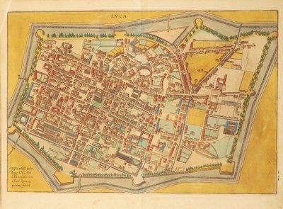 Mapa de Lucca de Civitates Orbis Terrarum de Georg Braun and Hogenberg Franz