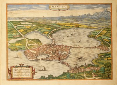 Mapa de Mantua de Civitates Orbis Terrarum por Georg Braun de Georg Braun and Hogenberg Franz