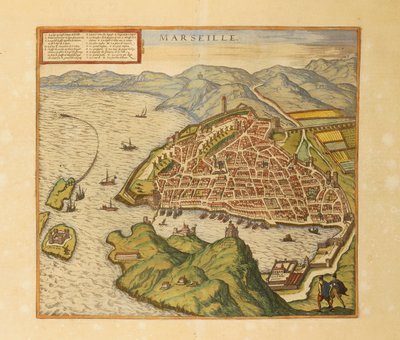Mapa de Marsella de Civitates Orbis Terrarum de Georg Braun and Hogenberg Franz