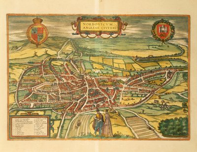 Mapa de Norwich de Civitates Orbis Terrarum por Georg Braun de Georg Braun and Hogenberg Franz