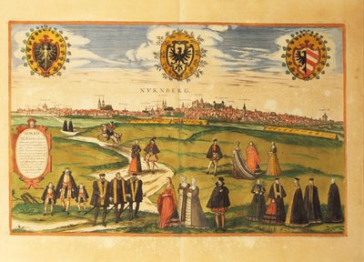 Mapa de Núremberg de Civitates Orbis Terrarum de Georg Braun and Hogenberg Franz
