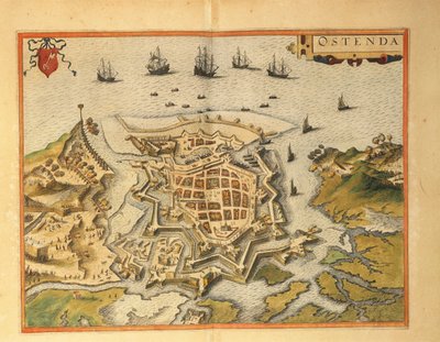 Mapa de Ostende de Civitates Orbis Terrarum por Georg Braun de Georg Braun and Hogenberg Franz