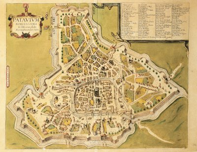 Mapa de Padua de Civitates Orbis Terrarum por Georg Braun de Georg Braun and Hogenberg Franz