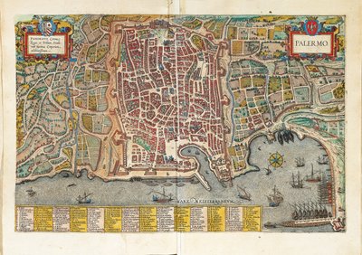 Mapa de Palermo del Civitates Orbis Terrarum de Georg Braun de Georg Braun and Hogenberg Franz