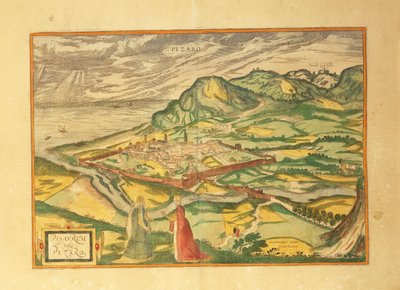 Mapa de Pesaro del Civitates Orbis Terrarum de Georg Braun de Georg Braun and Hogenberg Franz