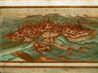 Mapa de Siena de Civitates Orbis Terrarum de Georg Braun and Hogenberg Franz