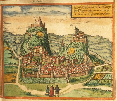 Mapa de Sion de Civitates Orbis Terrarum de Georg Braun and Hogenberg Franz